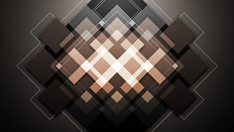 Square Abstract, shapes, vector art, brown, graphics, abstract, squares, HD wallpaper