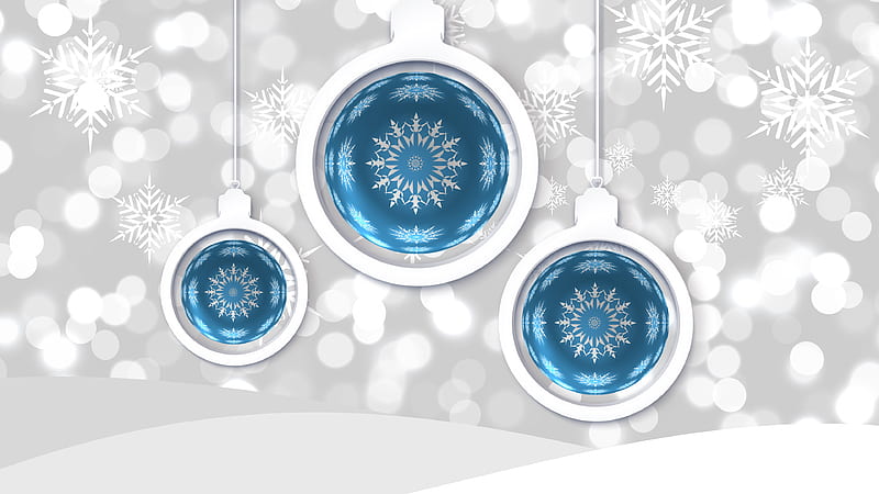 Bauble Christmas Ornaments Blue White Snowflake Snowflake, HD wallpaper