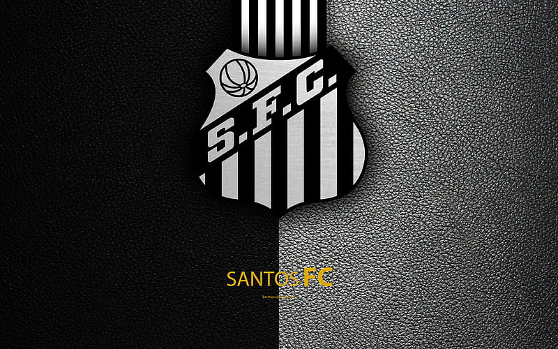 Santos FC Brazilian football club, Brazilian Serie A, leather texture, emblem, logo, Santos, Sao Paulo, Brazil, football, HD wallpaper
