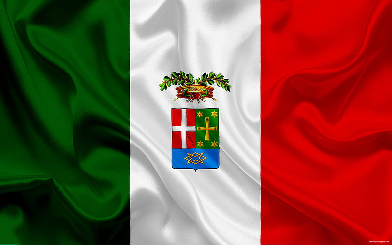 Como coat of arms, Lombardy, Italy, city, Como, Italian flag, national symbols, flag of Italy, HD wallpaper