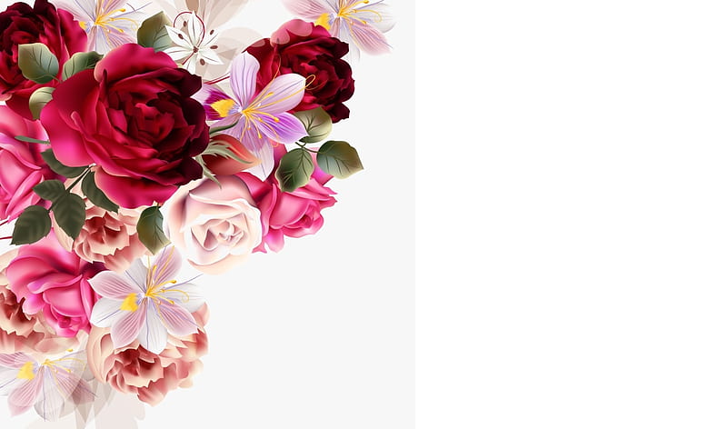 Flowers, red, pattern, luminos, rose, texture, flower, paper, pink, HD wallpaper