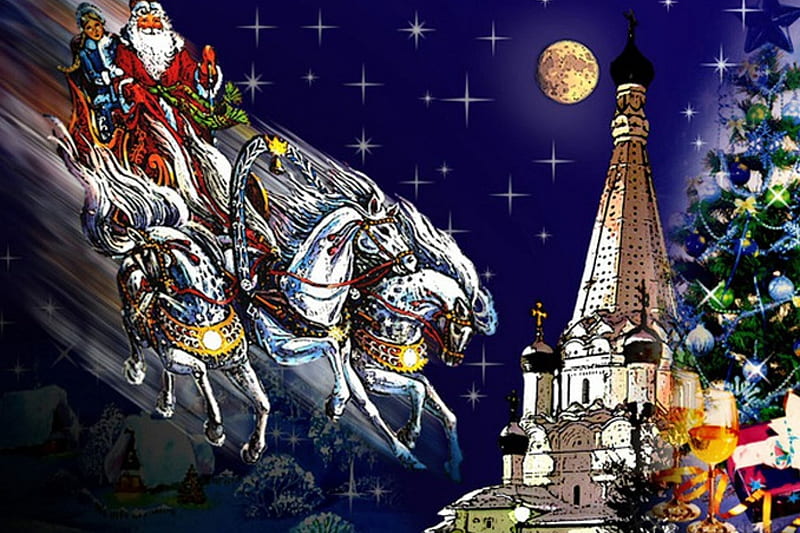Father Frost - Ded Moroz, santa, orthodox, christmas, russian, xmas, winter, HD wallpaper