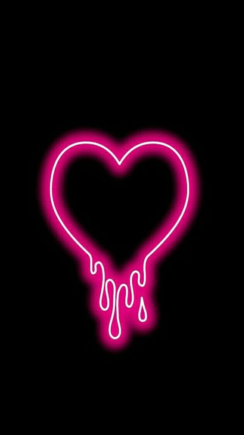 Neon Drip, heart, love, pink, HD phone wallpaper