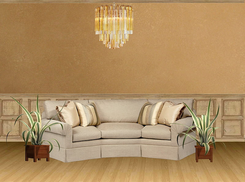 Living Room, floor, brown, couch, yellow, light, HD wallpaper
