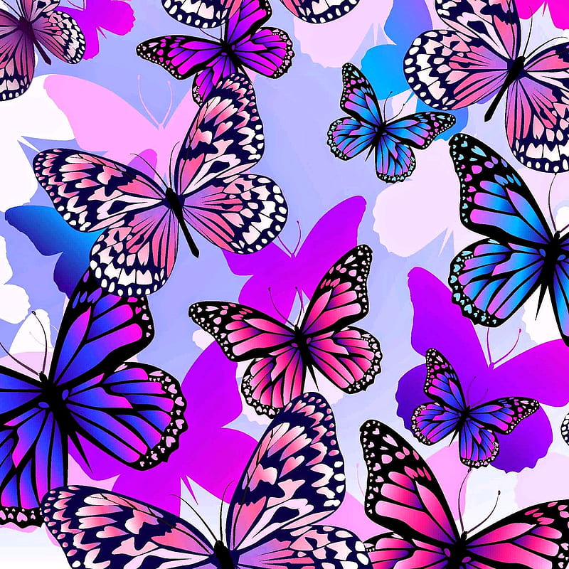 butterflies, colors, garden, pastel, HD phone wallpaper