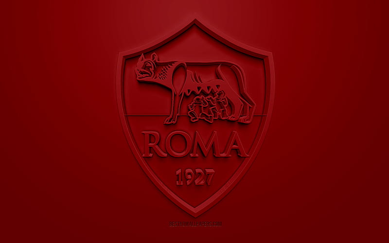 AS Roma, creative 3D logo, red background, 3d emblem, Italian football club, Serie A, Rome, Italy, 3d art, football, stylish 3d logo, HD wallpaper