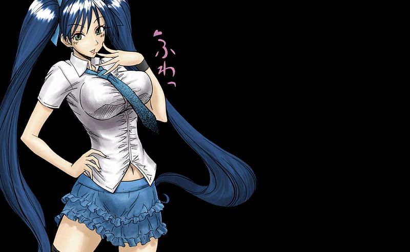 Anime girl, skirt, blue hair, naughty, girl, HD wallpaper | Peakpx