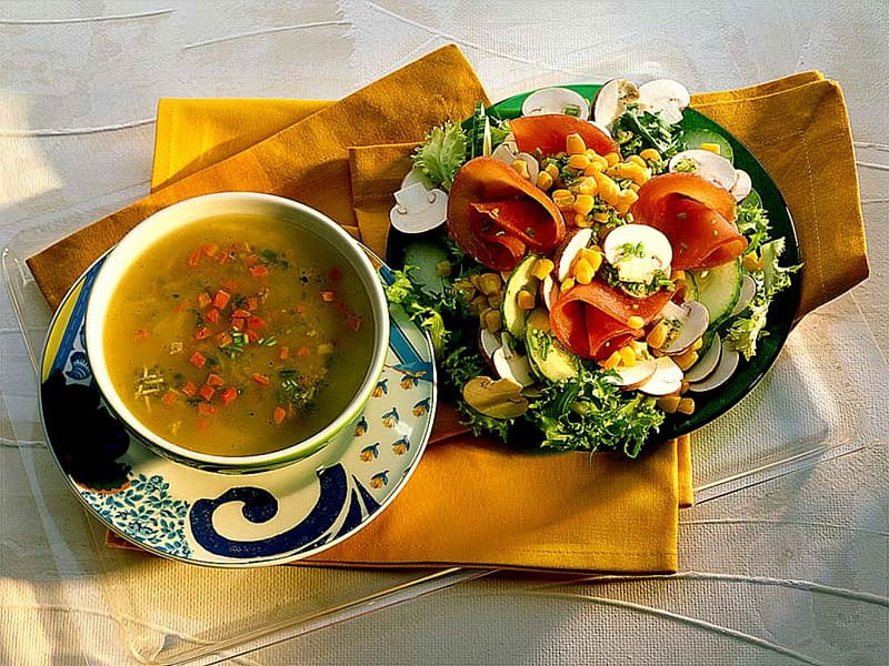 Soup and salad, 06, soup, 2011, 10, salad, HD wallpaper