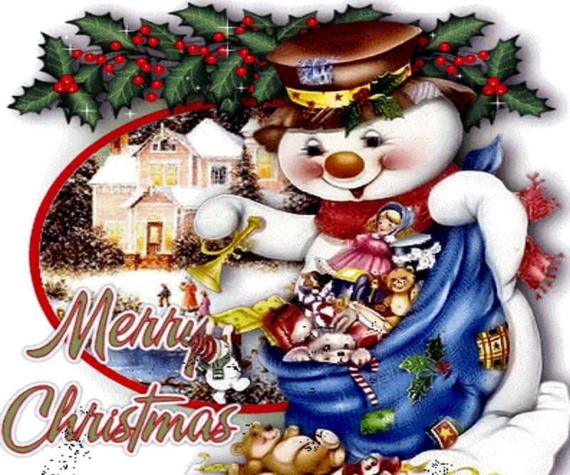 Merry Christmas, Snow man, Christmas, Merry, Hat, HD wallpaper | Peakpx