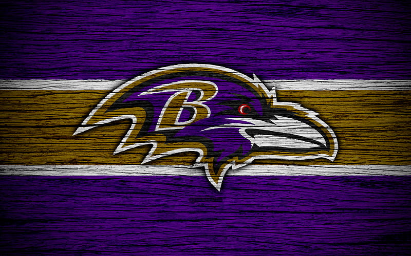 Baltimore Ravens, NFL wooden texture, american football, logo, emblem, Baltimore, Maryland, USA, National Football League, American Conference, HD wallpaper