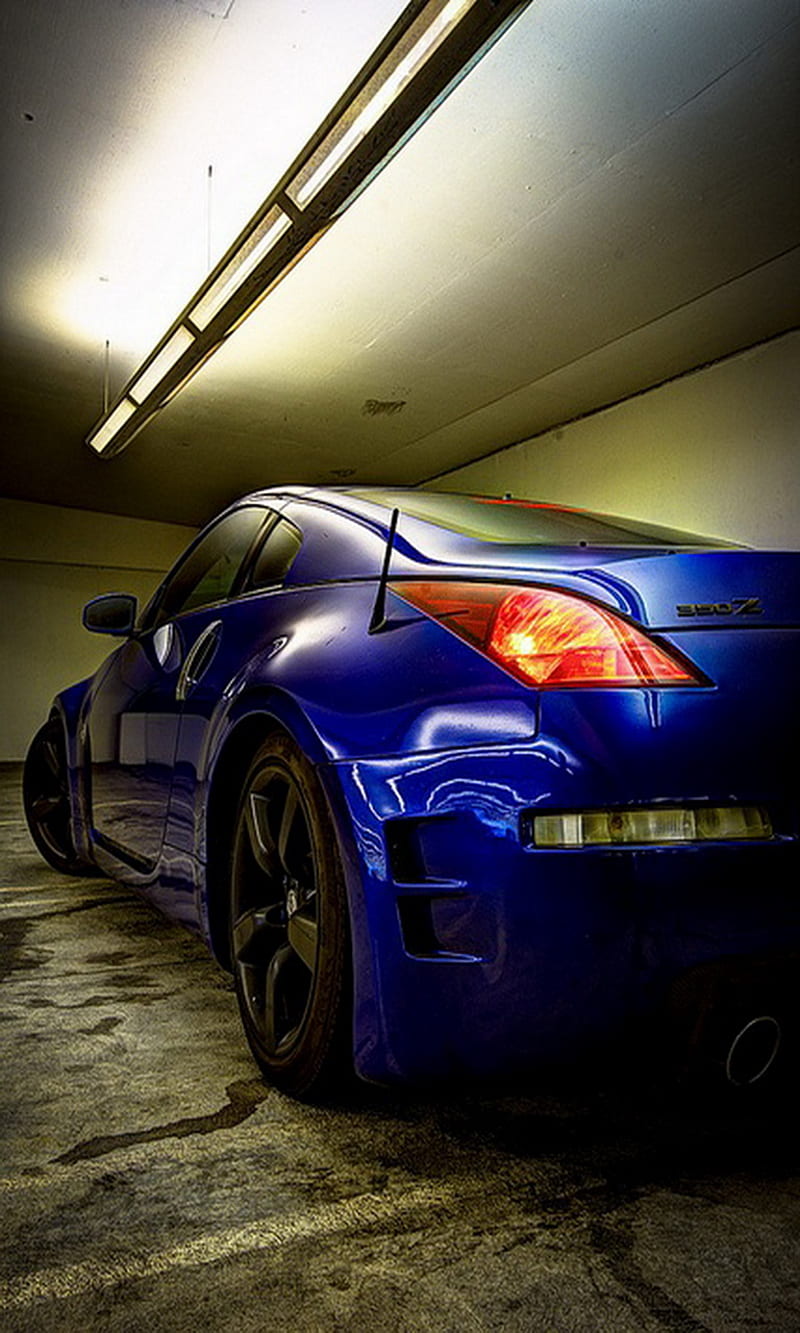 Nissan 350z, blue, car, HD phone wallpaper