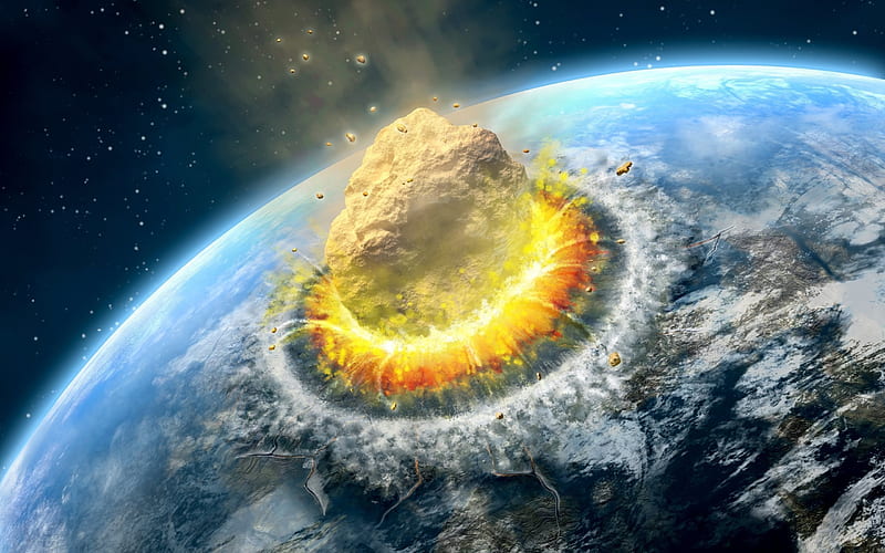 meteorite, explosion, end of world, earth, HD wallpaper