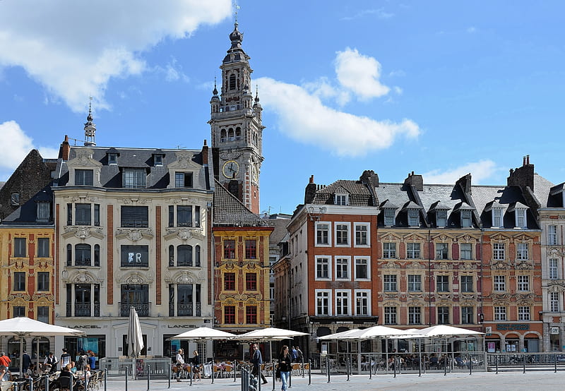 Grand Place in Lille, France, France, city, Lille, houses, HD wallpaper