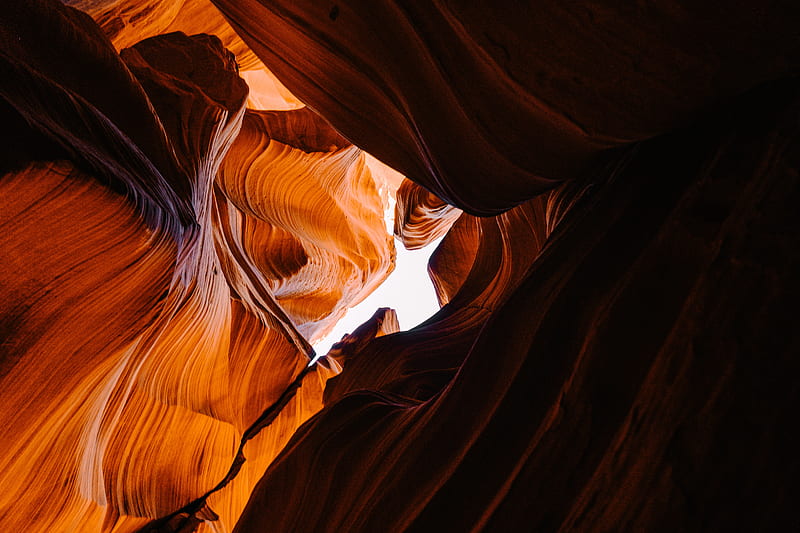 canyon, cave, rocks, sandy, bottom view, sky, HD wallpaper