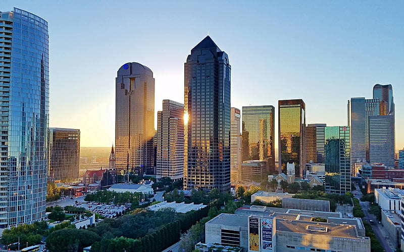 Dallas modern buildings, sunset, Texas, USA, american cities, America,  Dallas at evening, HD wallpaper | Peakpx