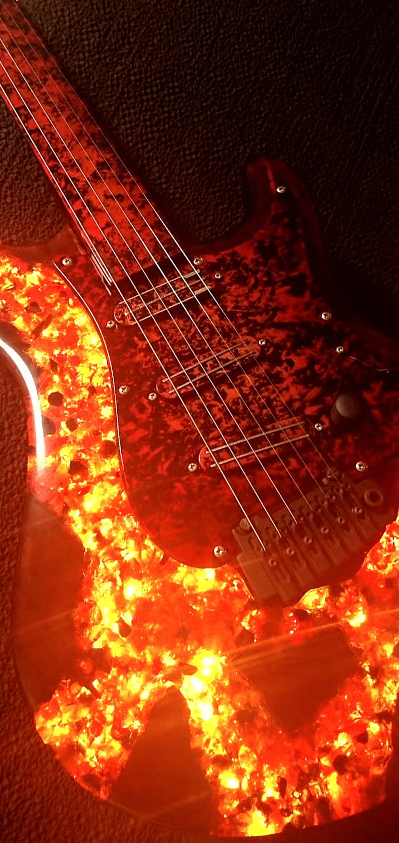 Magma Guitar, black, flame, gold, guitar, guitars, heavy metal, lava, magma, music, rock, HD phone wallpaper