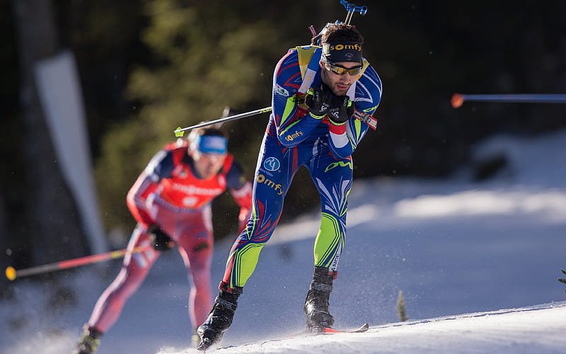 Martin Fourcade, biathlon, winter biathletes, winter sports, HD wallpaper