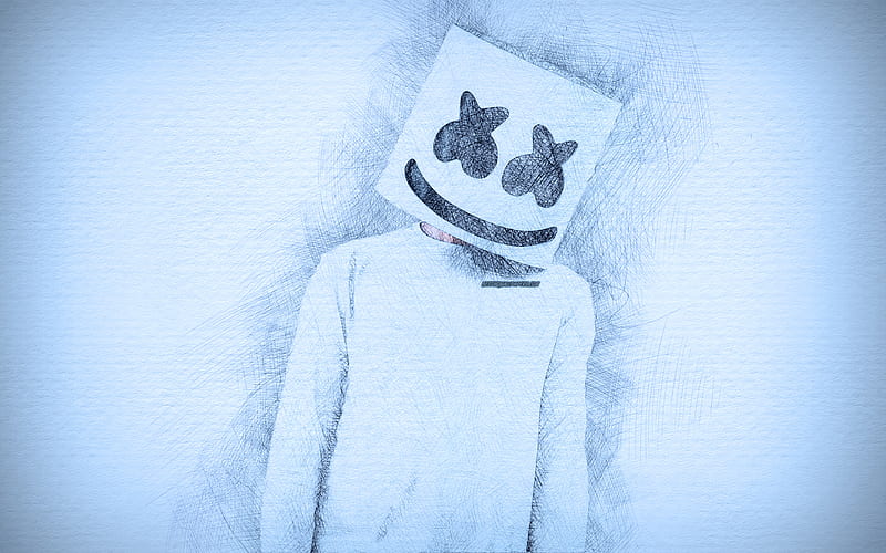 Not sure if allowed I made a attempt at drawing DJ Marshmello and Ill  probably add color What do you guys think  rDJs