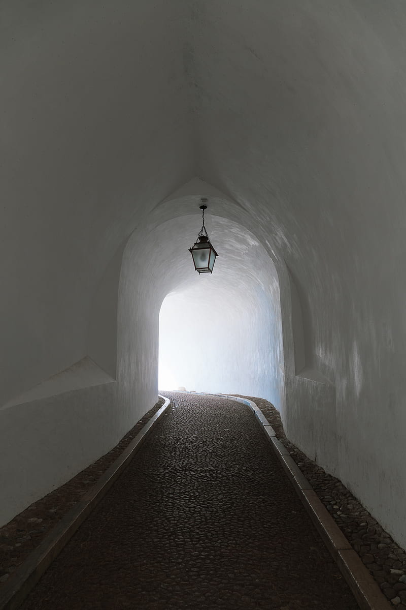corridor, tunnel, light, turn, architecture, HD phone wallpaper