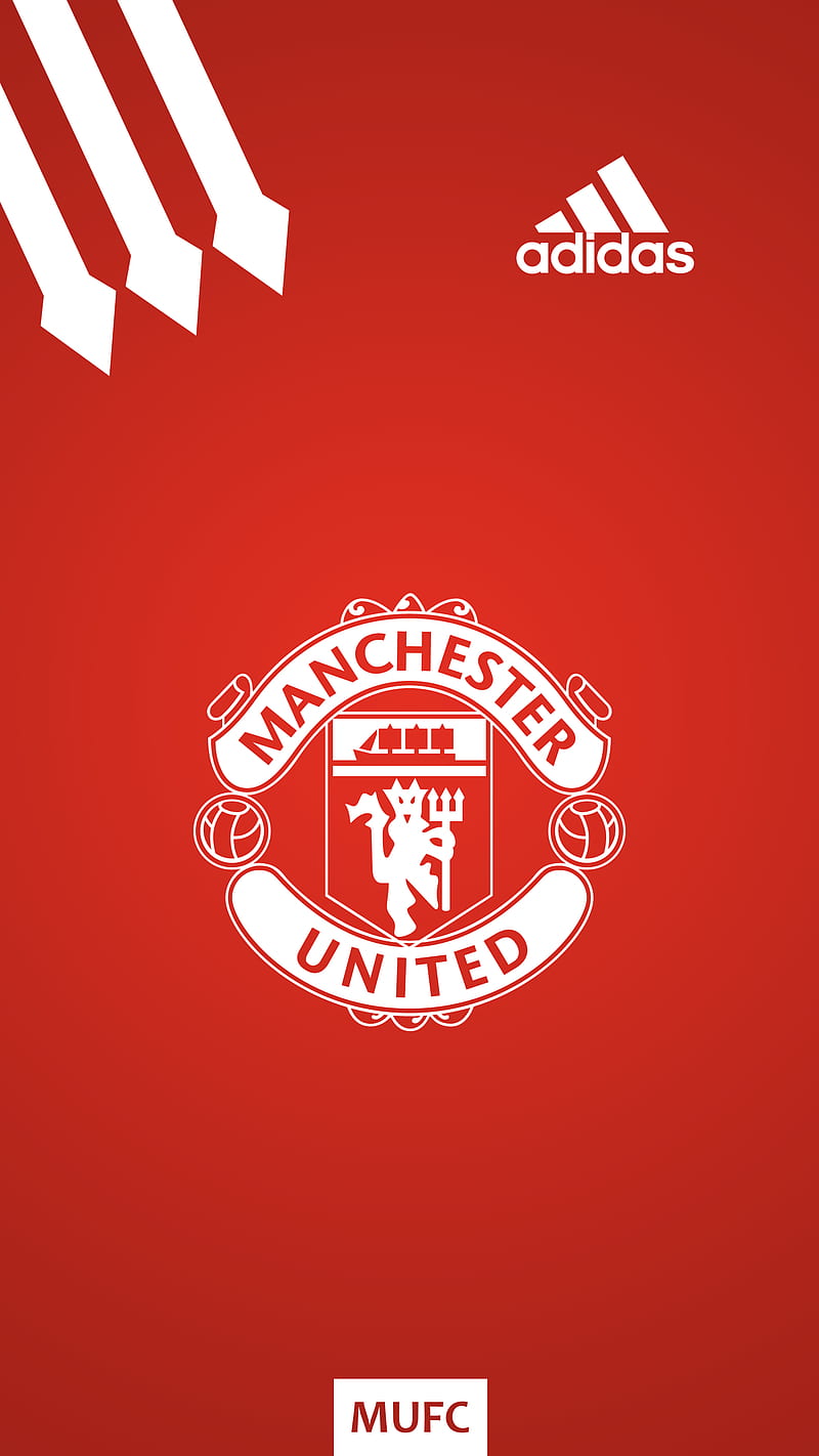 Manchester United , Manchester, Football , logo, simple background, red devil, Adidas, HD phone wallpaper