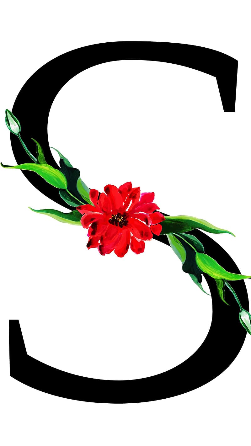 S Letter Ka Red Flower, s letter ka, red, flower, black, green, HD phone  wallpaper | Peakpx