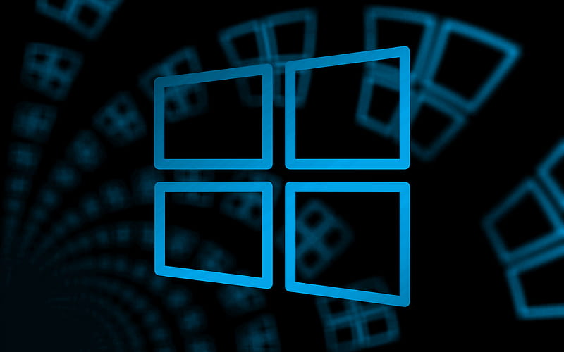 Windows 10 blue logo, blue abstract background, Windows 10 linear logo, operating Systems, minimalism, Windows 10 logo, Windows 10, HD wallpaper
