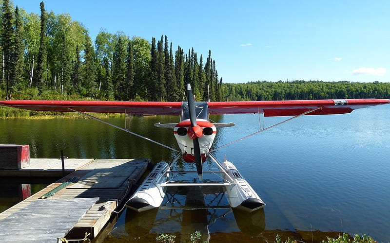 Seaplane in Lake, aircraft, water, seaplane, lake, HD wallpaper