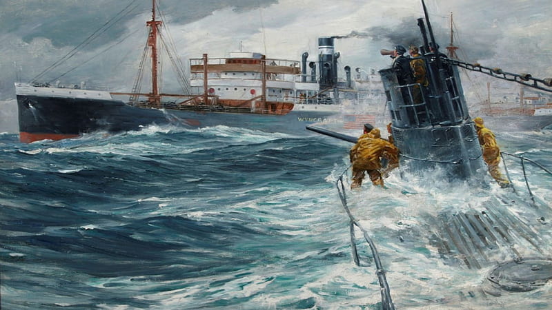 German U-Boat Stops American Tanker, german, ship, attack, u-boat, sea, HD wallpaper