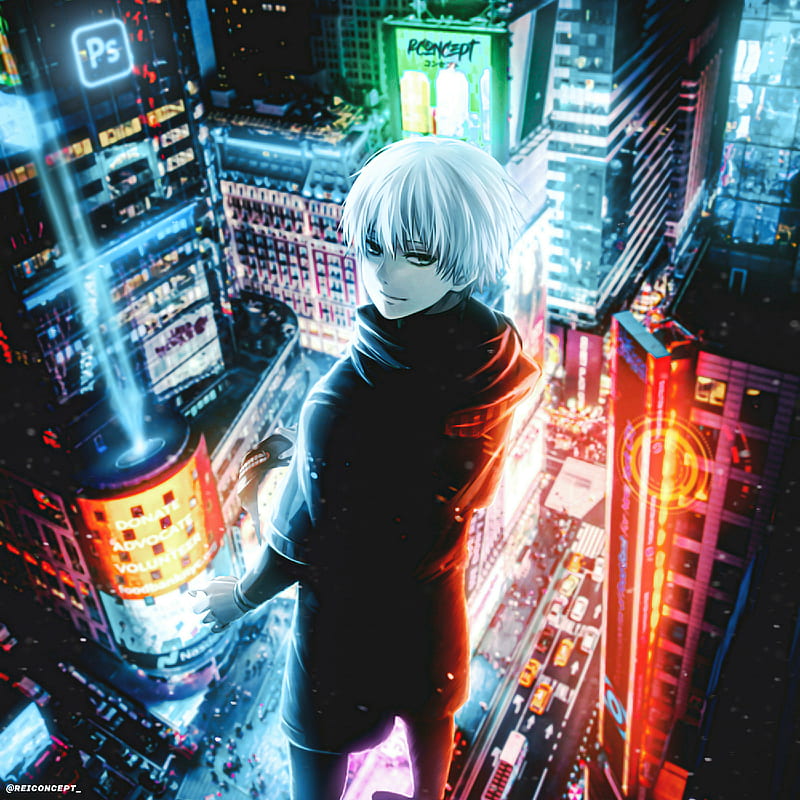 Desenho do Kaneki de Tokyo Ghoul feito no celular