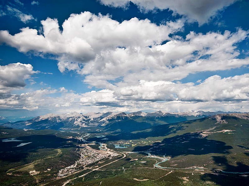 Jasper-From-Mt.-Whistler, overhead view, city, nature, outdoors, HD wallpaper