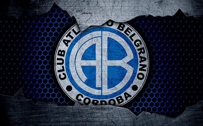 Belgrano Superliga, logo, grunge, Argentina, soccer, Atletico Belgrano football club, metal texture, art, Belgrano FC, HD wallpaper