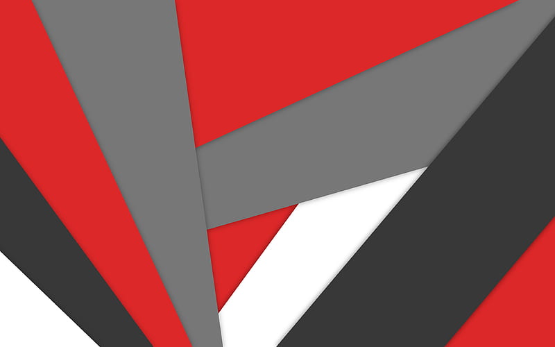 android, black white red, lollipop, geometric shapes, material design, creative, geometry, colorful background, HD wallpaper