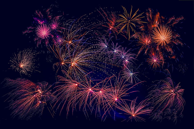 Fireworks, crackers, burst, sky, HD wallpaper