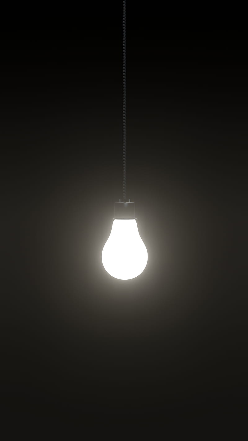 On, Bertil, black, bulb, dark, glare, glow, lamp, light, lightbulb, oled, simple, HD phone wallpaper