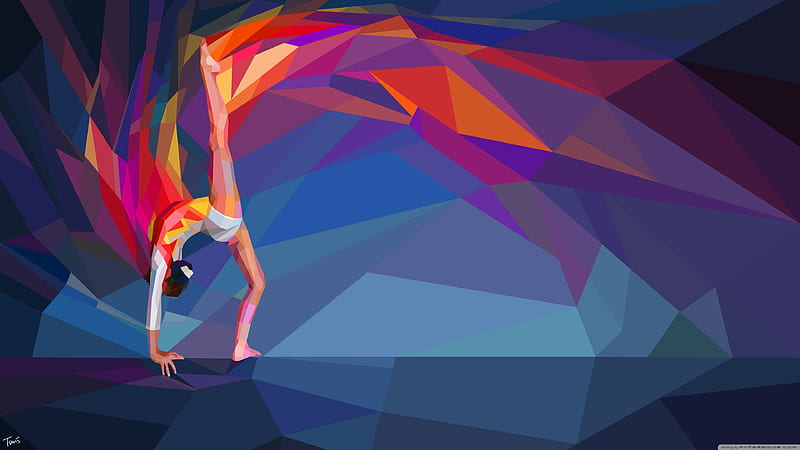 Olympic gymnast on Beam, Olympic, Beam, 3D, Abstract, Gymnast, HD wallpaper