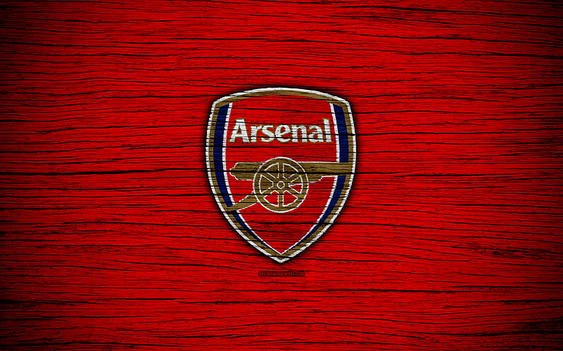 Arsenal Premier League, logo, England, wooden texture, The Gunners, FC Arsenal, soccer, football, Arsenal FC, HD wallpaper
