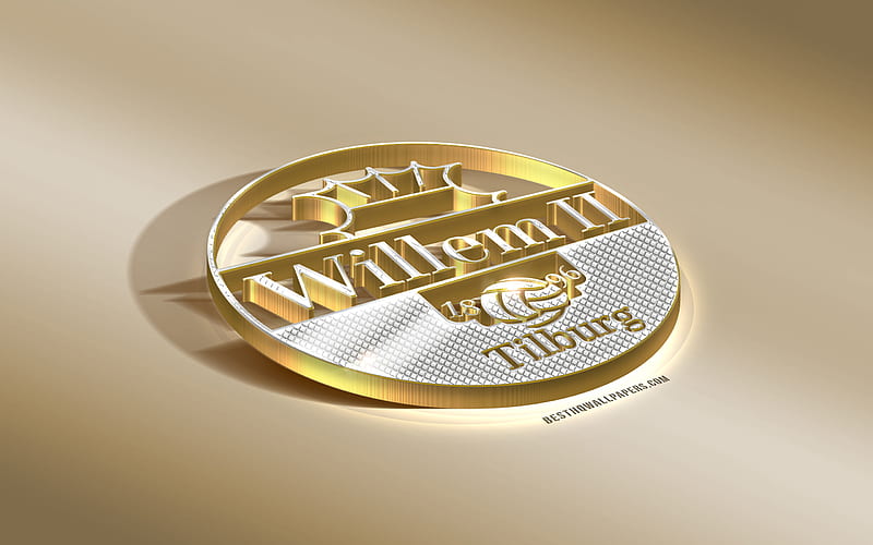 Willem II, Dutch football club, golden silver logo, Tilburg, Netherlands, Eredivisie, 3d golden emblem, creative 3d art, football, Willem II Tilburg, HD wallpaper