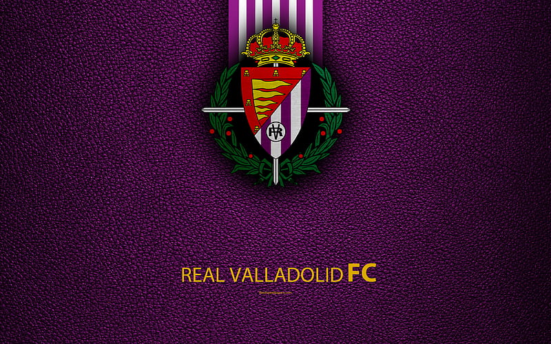 Real Valladolid FC Spanish Football Club, leather texture, logo, LaLiga2, Segunda Division, Valladolid, Spain, Second Division, football, HD wallpaper