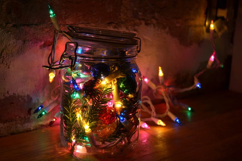 ω✿ω Magic Lights ω✿ω, lovely, bonito, lights, winter, merry christmas, colored, jar, love, siempre, magical, precious, nature, HD wallpaper