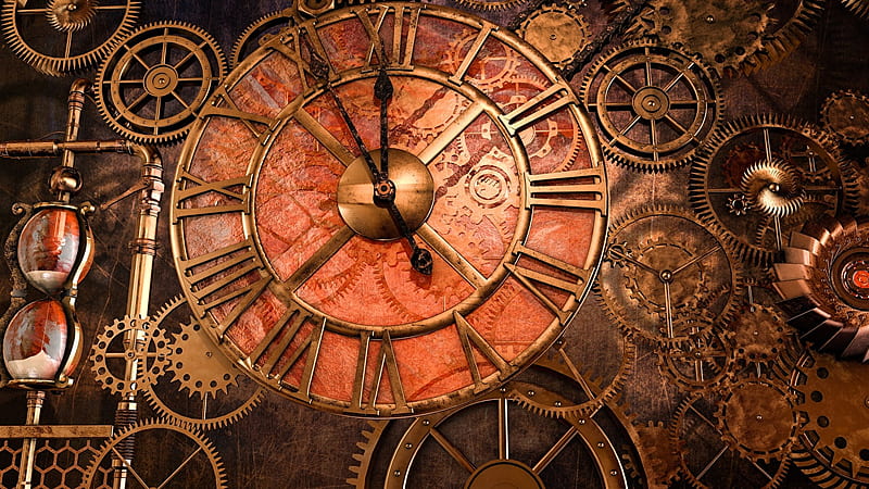 Steampunk Gear Clock Clock face, Steampunk Gears, HD wallpaper