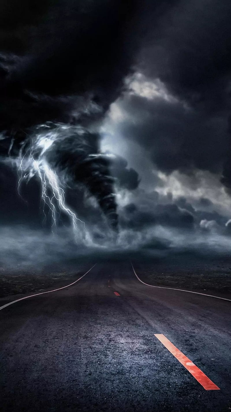 Black Clouds , black, clouds, road, sky, storms, HD phone wallpaper