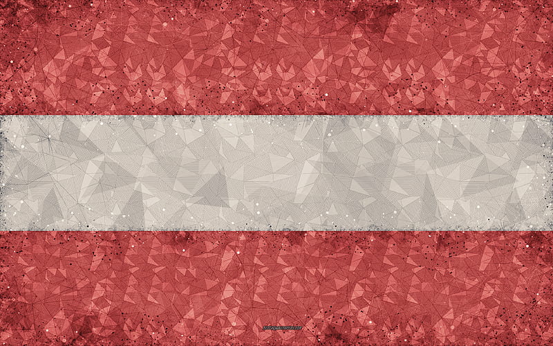 Flag of Austria geometric art, abstraction, creative art, Austria, Europe, Austrian flag, HD wallpaper