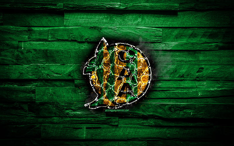 Aldosivi FC, burning logo, Argentine Superleague, green wooden background, Argentinean football club, Argentine Primera Division, CA Aldosivi, football, soccer, Aldosivi logo, Mar del Plata, Argentina, HD wallpaper