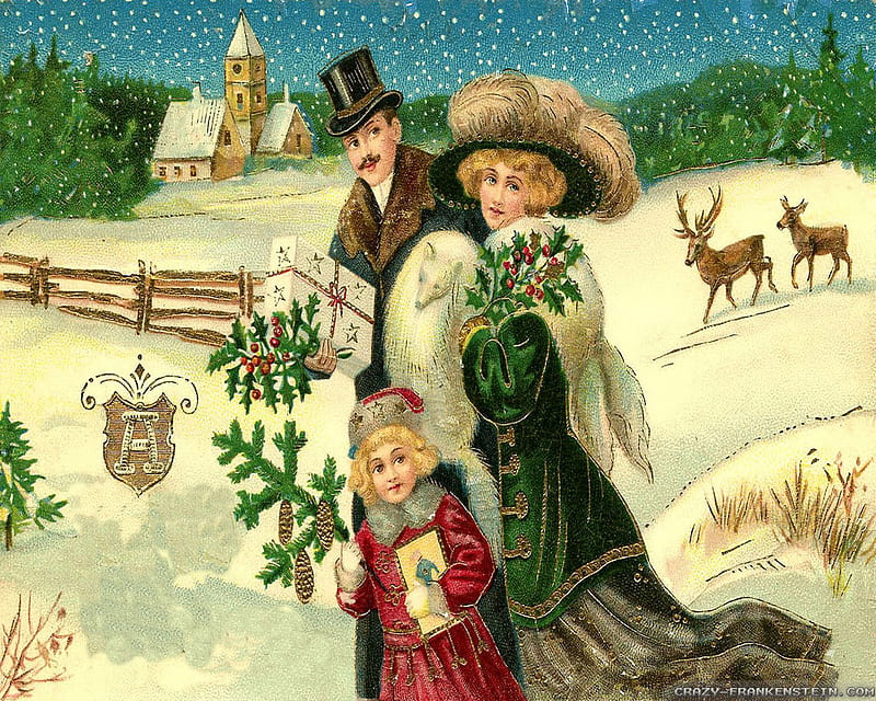 Victorian Christmas Day, painting, day, victorian, christmas, HD wallpaper