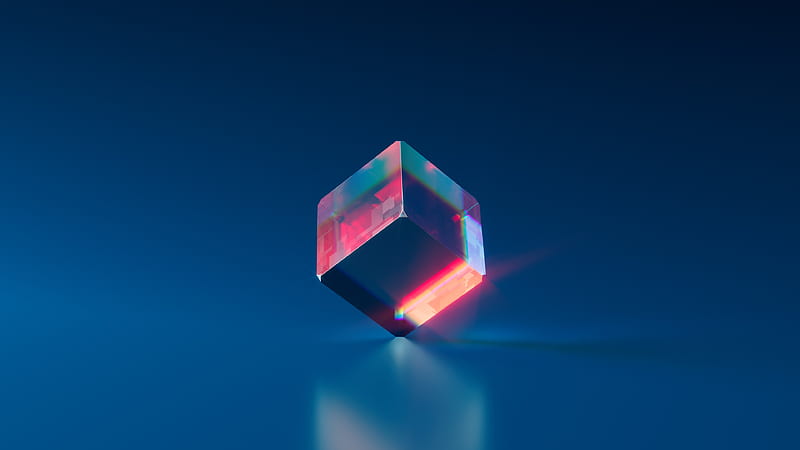 Crytsal Blue Cube , 3d, cube, HD wallpaper