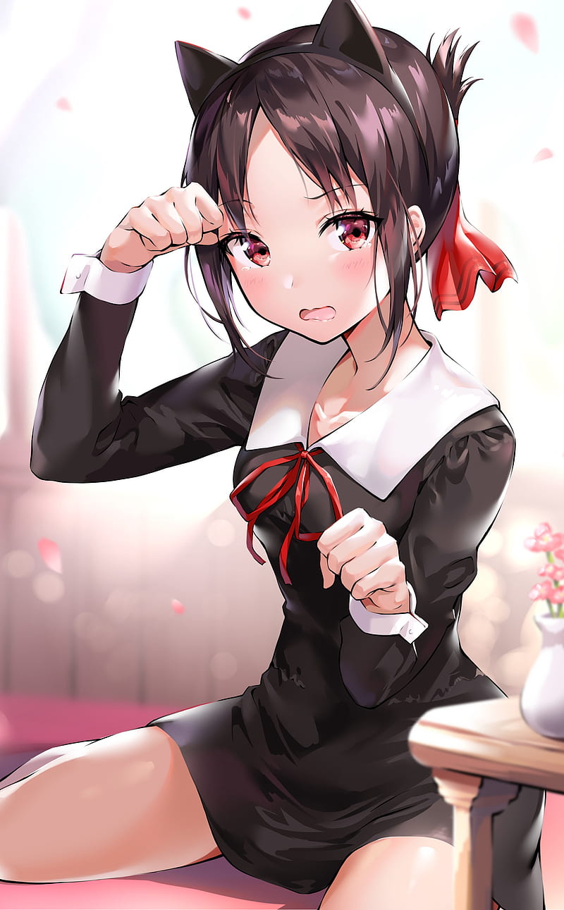 Kaguya-Sama: Love is War, anime girls, small boobs, long hair, black hair,  nekomimi, HD phone wallpaper | Peakpx