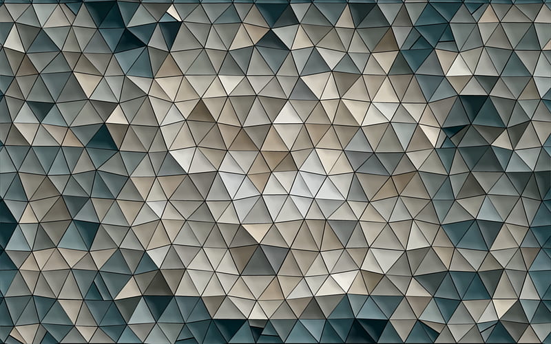 triangle 3d background, gray triangle abstraction, triangle mosaic background, mosaic texture, stained glass texture, triangle background, HD wallpaper