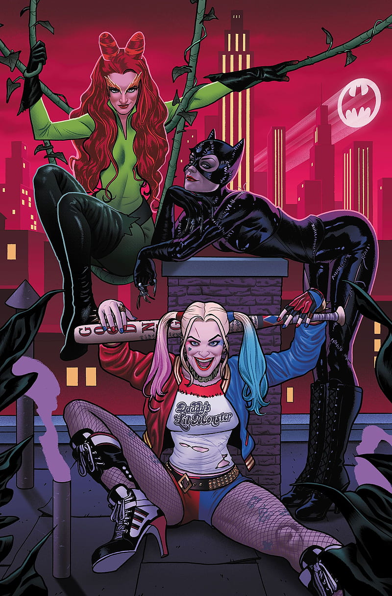 Gotham Sirens, catwoman, harley quinn, joker, poison ivy, HD phone wallpaper