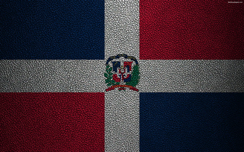 Flag of the Dominican Republic leather texture, North America, Dominican Republic flag, flags of the world, Dominican Republic, HD wallpaper