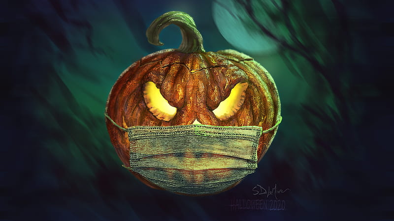 Halloween Jack-O'-Lantern with Mask, HD wallpaper